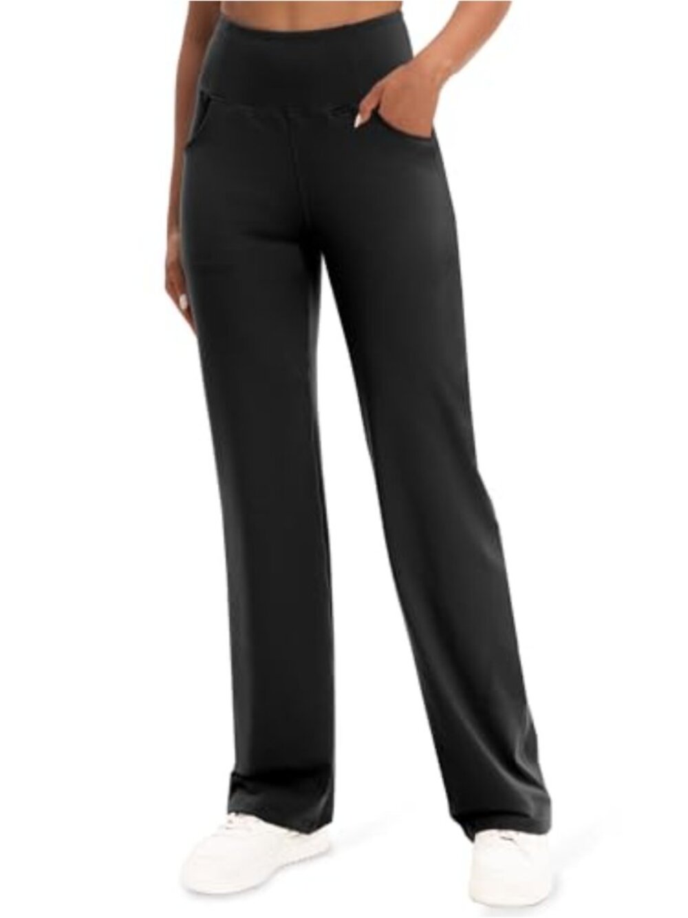 High-Rise Tummy Control Wide Leg Yoga Pants with Pockets